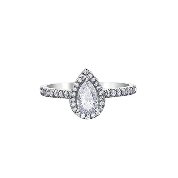 Canadian Maple Leaf Diamond Pear Halo Engagement Ring (35267)