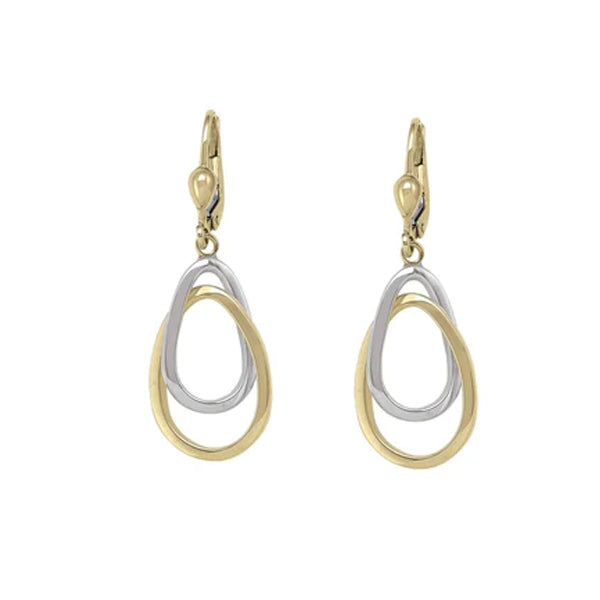 Gold Double Oval Dangle Earrings (35299)