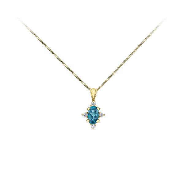 Genuine Blue Topaz and Diamond Pendant (36305)