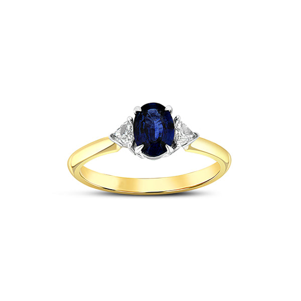 Genuine Sapphire and Diamond 3-Stone Ring (35762)