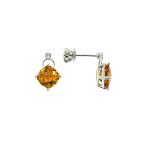Genuine Citrine and Diamond Dangle Earrings (35778)