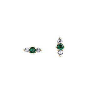 Canadian Maple Leaf Diamond And Emerald Earrings (33958)