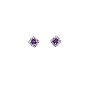 Genuine Amethyst and Diamond Cluster Earrings (34681)