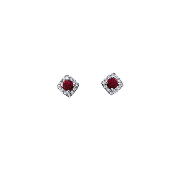 Genuine Garnet and Diamond Earrings (34890)