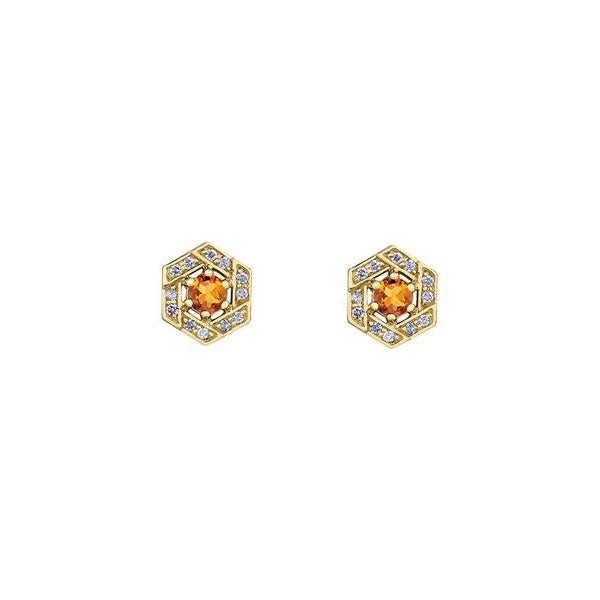 Genuine Citrine and Diamond Cluster Earrings (35413)