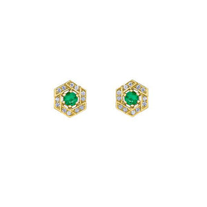 Genuine Emerald and Diamond Cluster Earrings (35414)
