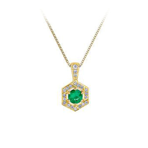 Genuine Emerald and Diamond Halo Pendant (35422)