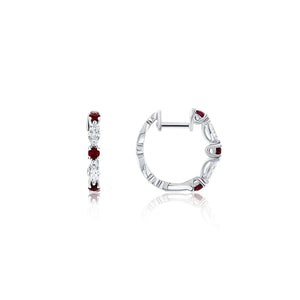 Genuine Ruby and Diamond Huggie Earrings (35541)