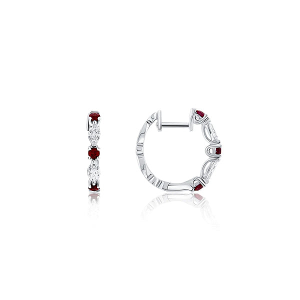 Genuine Ruby and Diamond Huggie Earrings (35541)