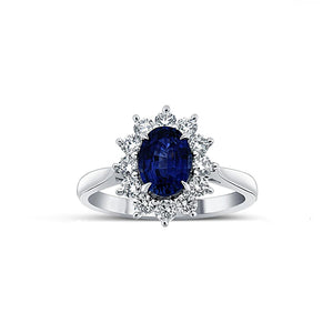 Genuine Sapphire and Diamond Cluster Ring (35763)