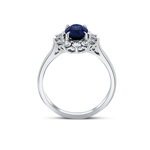 Genuine Sapphire and Diamond Cluster Ring (35763)
