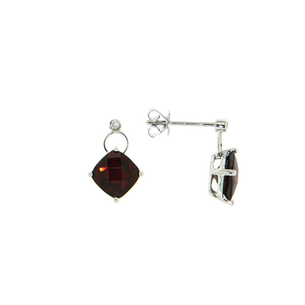 Genuine Garnet and Diamond Earrings (35775)