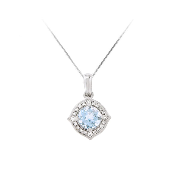 Genuine Aquamarine and Diamond Pendant (35798)