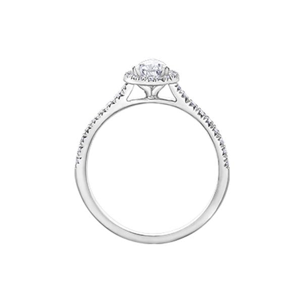 Canadian Maple Leaf Diamond Pear Halo Engagement Ring 