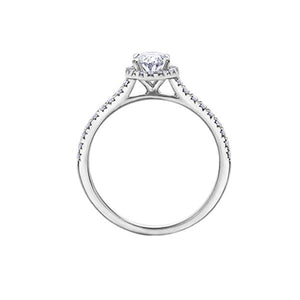 Canadian Maple Leaf Diamond Halo Engagement Ring