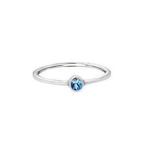 Genuine Blue Topaz Birthstone Stackable Ring 