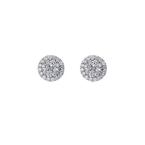 Diamond Round Halo Cluster Earrings