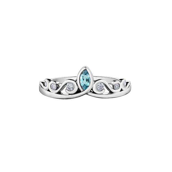 Genuine Aquamarine and Diamond Tiara Ring (34685)