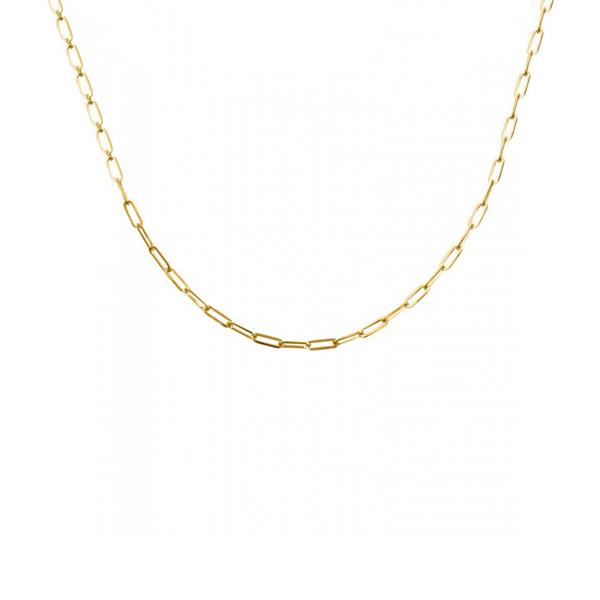 Gold Paper Clip Link Necklace 2mm 18 inch 