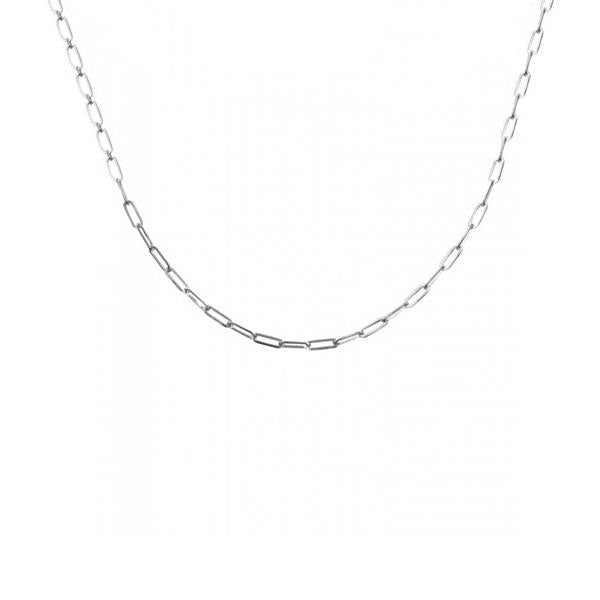 Sterling Silver Paper Clip Link Necklace 2mm 16in