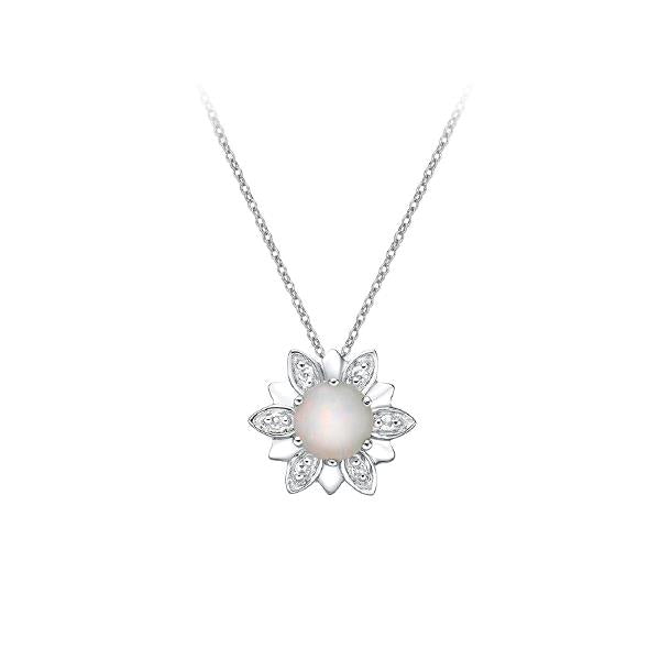 Genuine Opal and Diamond Pendant