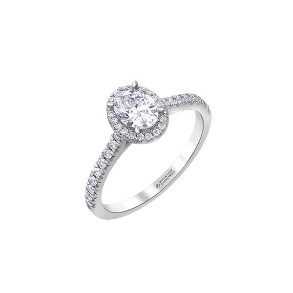 Canadian Maple Leaf Diamond Halo Engagement Ring