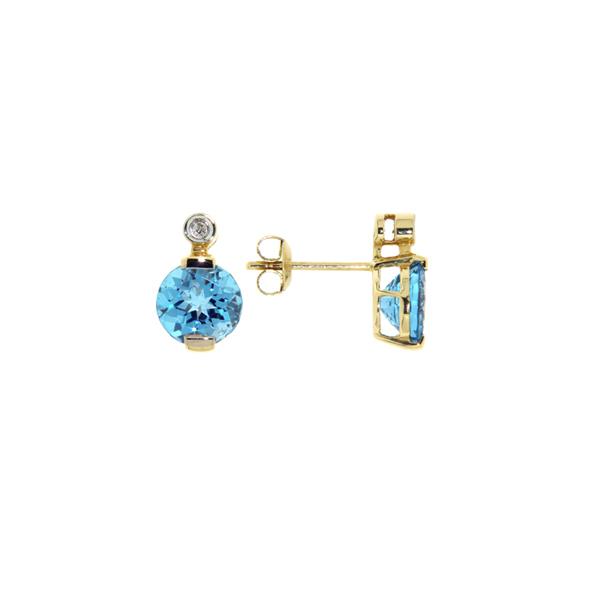 Genuine Blue Topaz and Diamond Earrings
