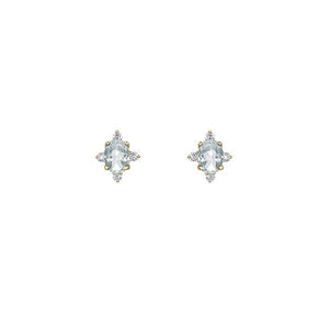 Genuine White Topaz and Diamond Earrings