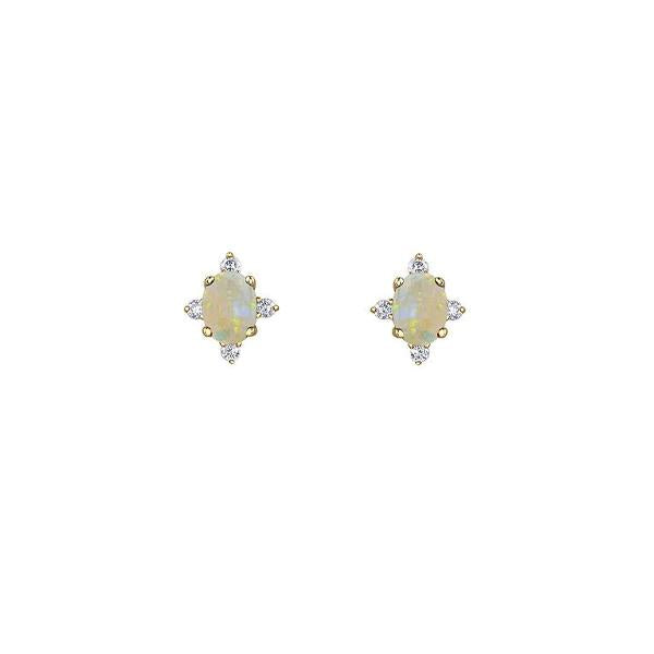 Genuine Opal and Diamond Earrings
