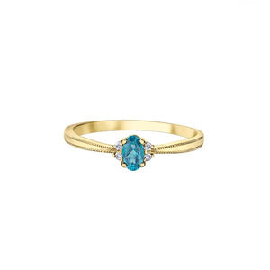 Genuine Blue Topaz and Diamond Ring