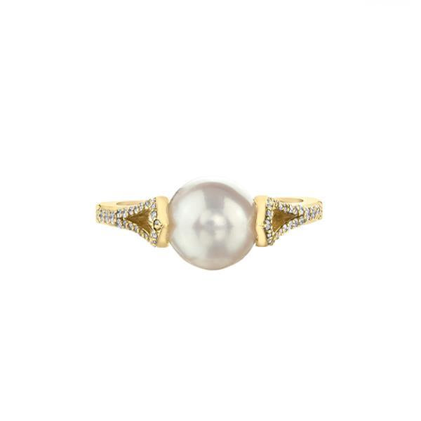 Genuine Pearl and Diamond Ring