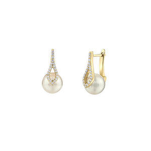 Genuine Pearl and Diamond Drop Earrings 