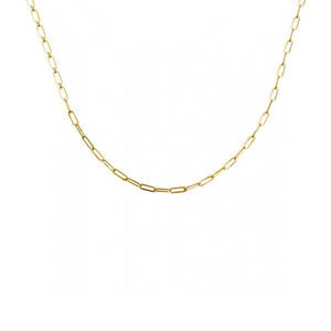 Gold Paper Clip Link Necklace 2mm 16inch