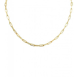 Gold Paper Clip Link Necklace 4.3mm 16 inch (36612)