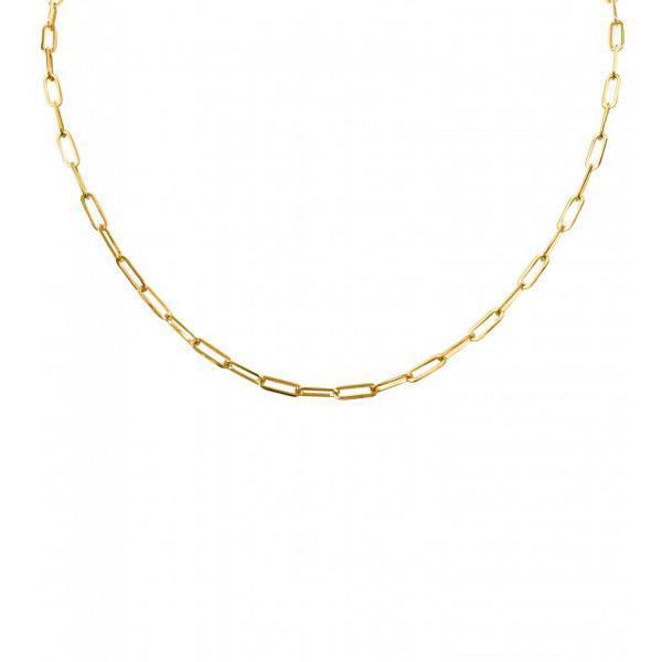 Gold Paper Clip Link Necklace 4.3mm 16 inch (36612)