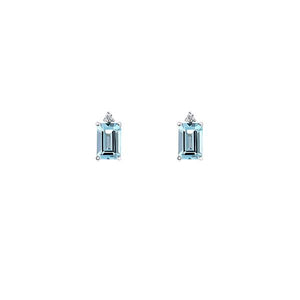 Genuine Aquamarine and Diamond Earrings (36808)