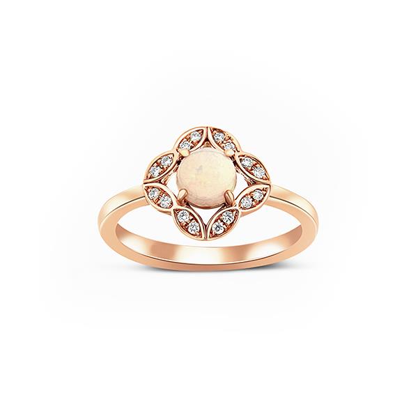 Genuine Opal and Diamond Ring (36880)