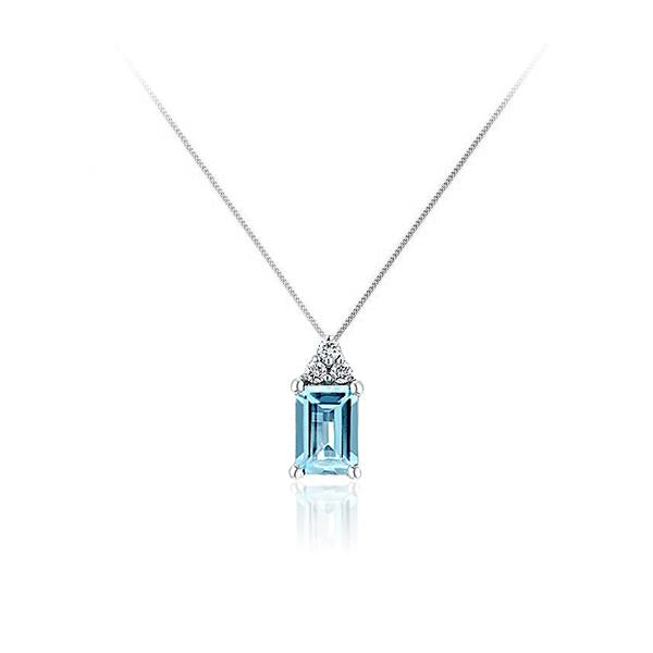 Genuine Aquamarine and Diamond Pendant (36884)